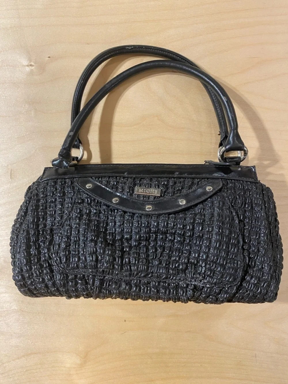 Miche Black Woven Top-Handle Hand Bag (RE)